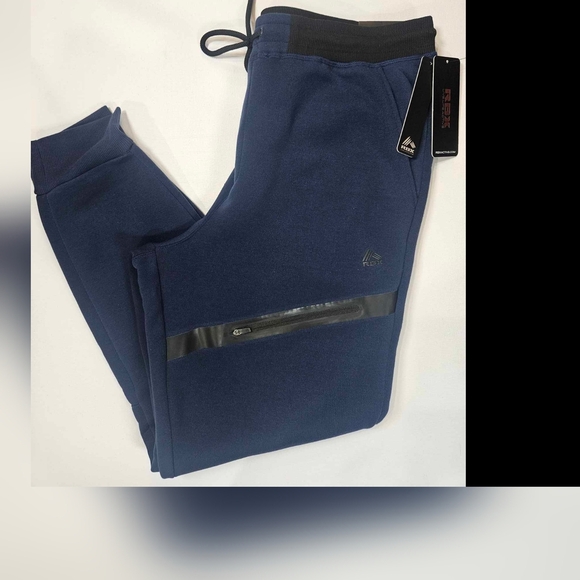 RBX Sweatpants Joggers Mens XL Blue Black Adjustable Zip Pocket Activewear Pants - Picture 1 of 11